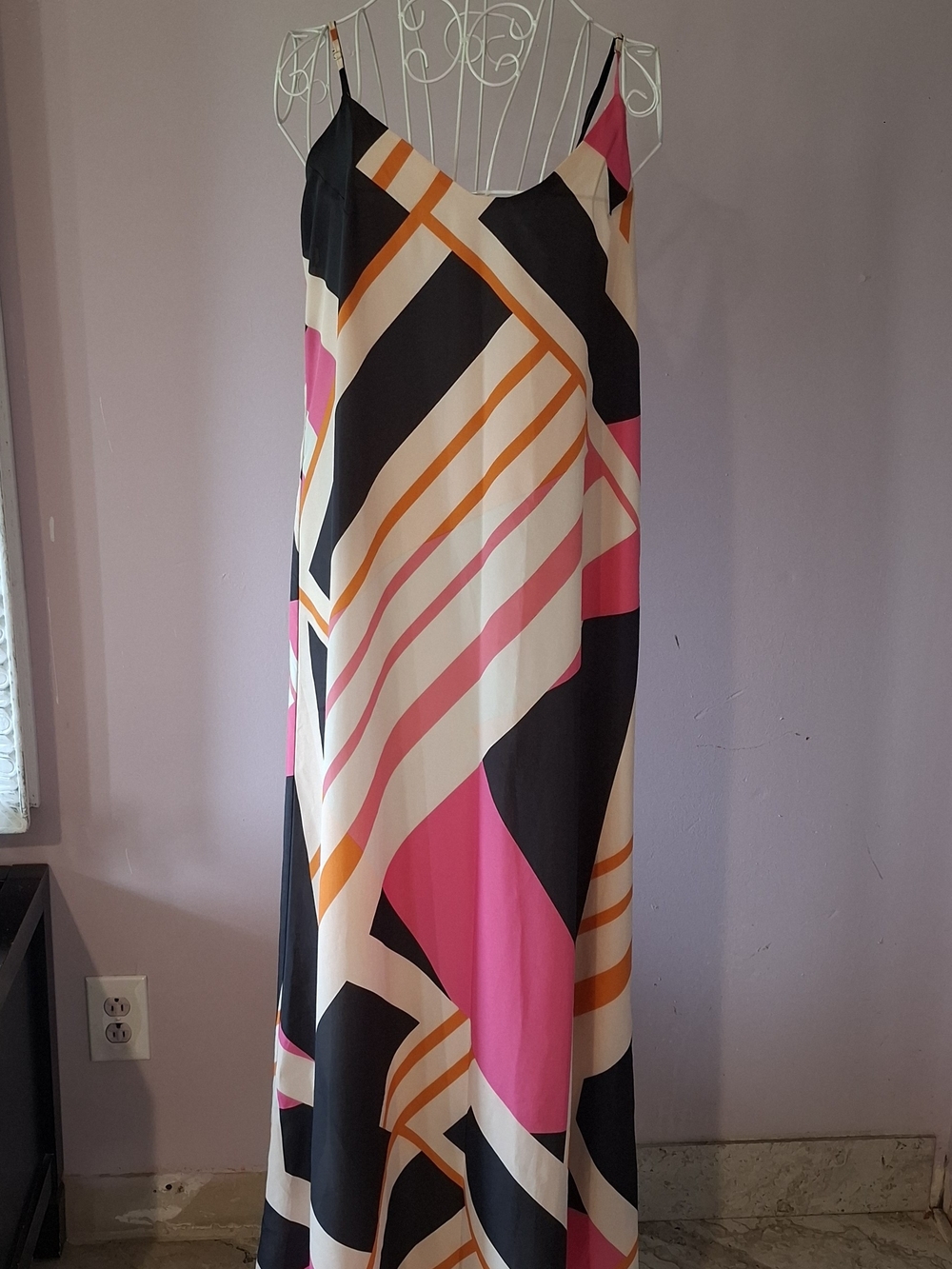 charlie jade Geometric Stripe Maxi Skirt — Pink, Black & Cream
